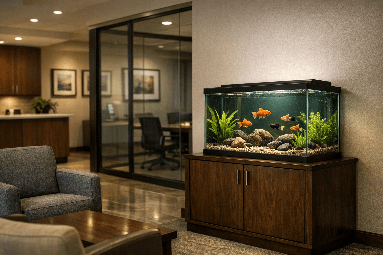 Real estate law office freshwater tank