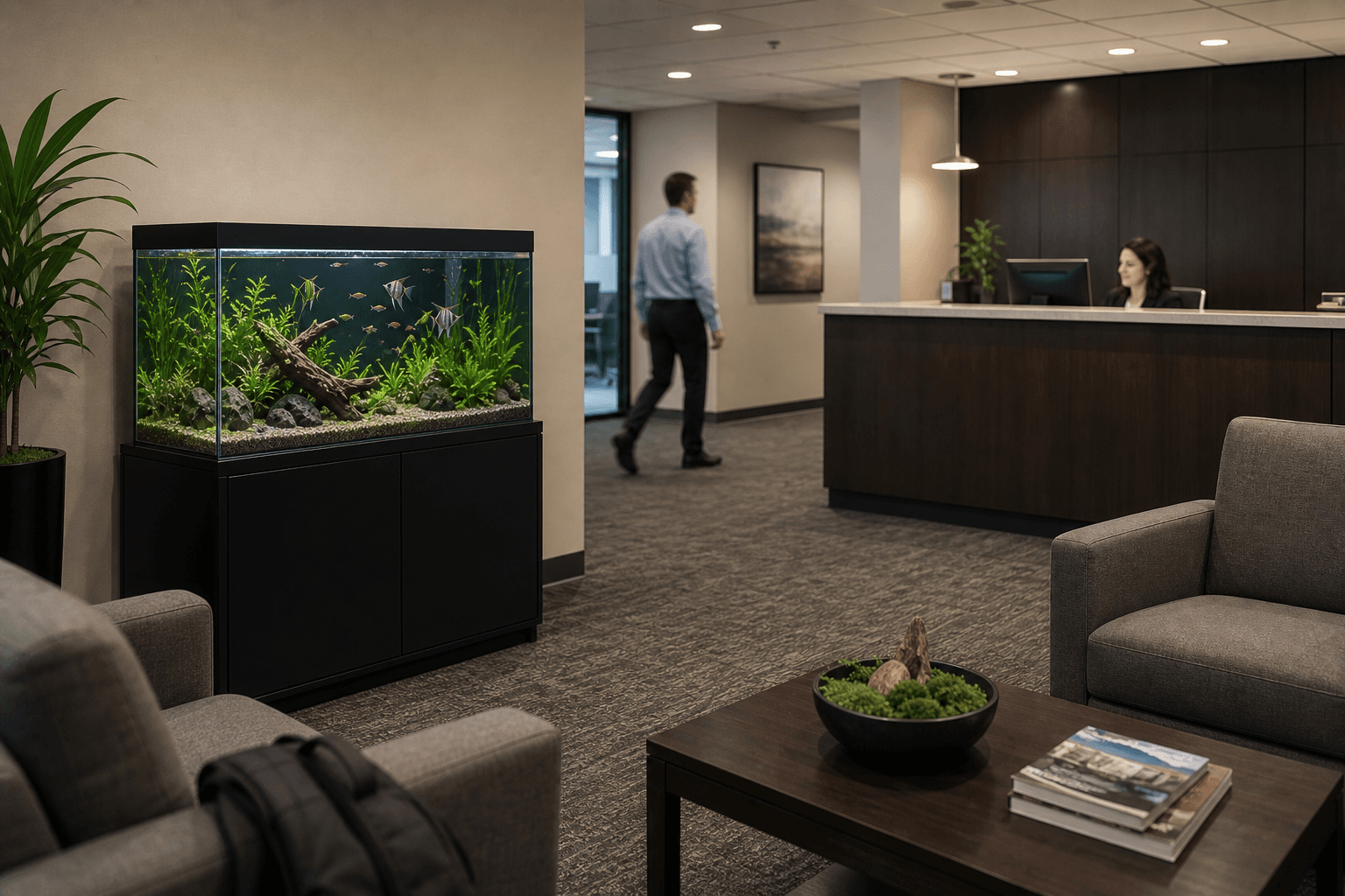 Corporate waiting room freshwater display